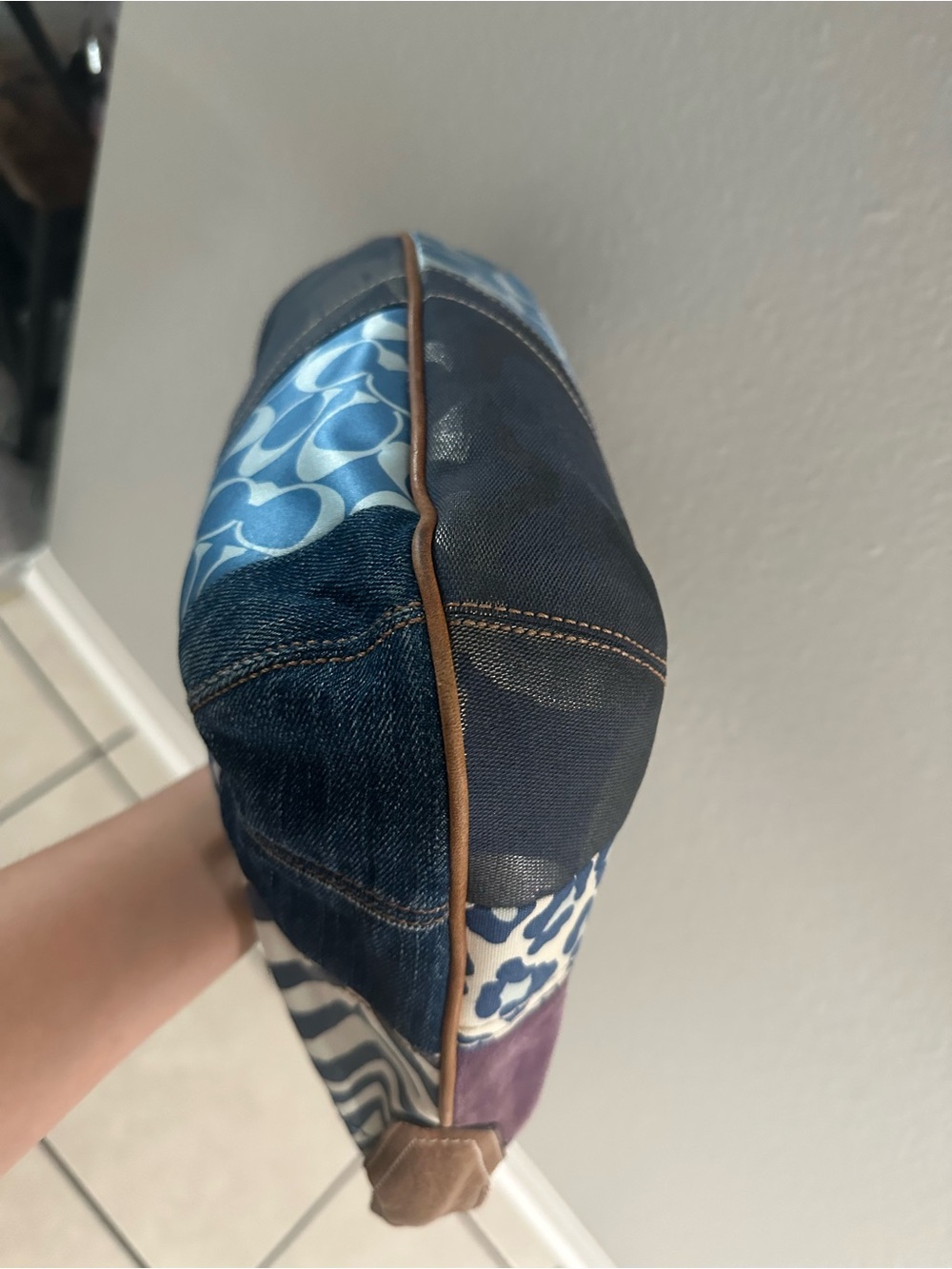 Coach Patchwork Denim and Leather Hobo Bag - Blue/Brown - Picture 5 of 9